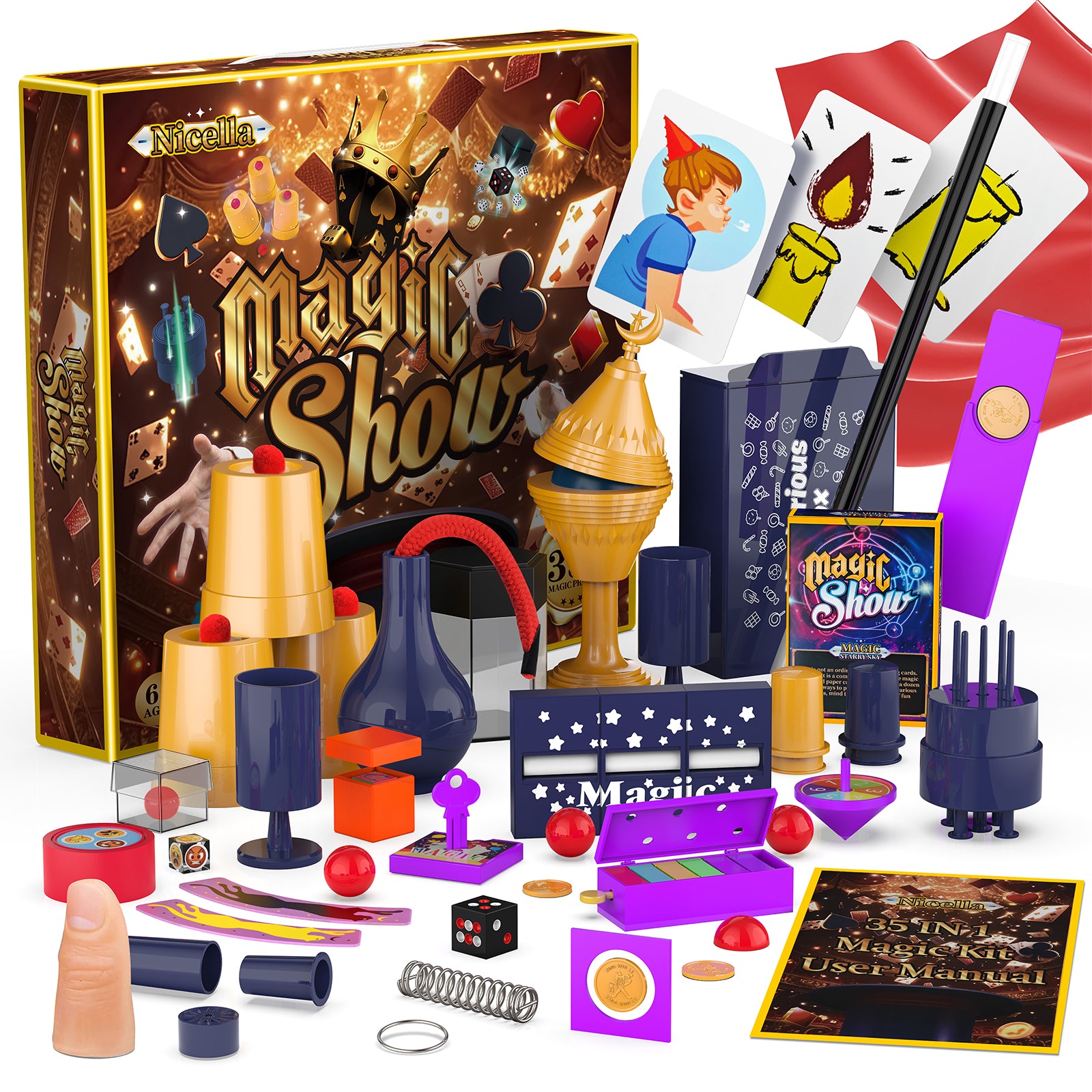 Nicella Magic Kit for Kids, 300+ Magic Tricks with Step-by-Step Video Instructions, Magic Set and STEM Toy for Boys Girls, Birthday Gift for Kids Age 6-12