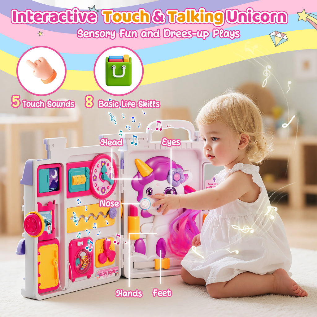 Nicella Busy Board Montessori Toy for 1 Year Old Girls - 56-in-1 Early Learning Toy for Toddlers, Perfect Birthday Gift for 1-3 Year Old Boys & Girls
