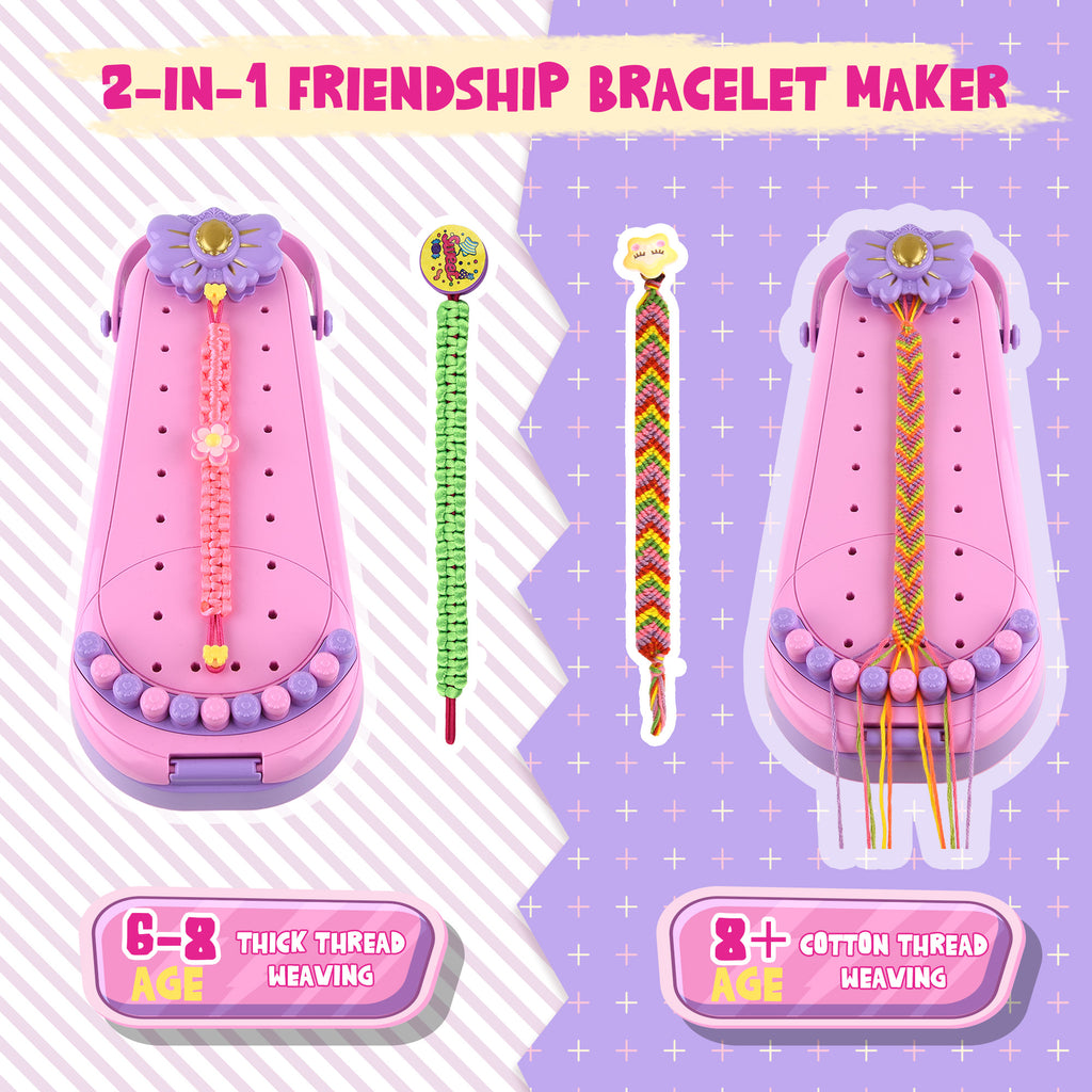 Nicella 2-in-1 Friendship Bracelet Making Kit for Girls Age 6-12, DIY Arts and Crafts Kit Toys for Kids, Christmas Birthday Gifts for Girl, Popular Bracelets Maker Toys Set