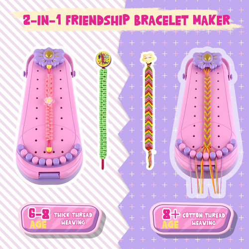Nicella 2-in-1 Friendship Bracelet Making Kit for Girls Age 6-12, DIY Arts and Crafts Kit Toys for Kids, Christmas Birthday Gifts for Girl, Popular Bracelets Maker Toys Set