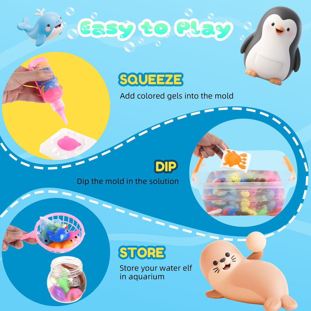 Nicella Magic Water Elf Toy Kit , Aqua Fairy Water Gel Kit for Kids, Squishy Maker Kits Water Pets, Birthday Gifts, Party Favors, Make Your Own Squishies Toys Craft for boys girls Kids Ages 3+