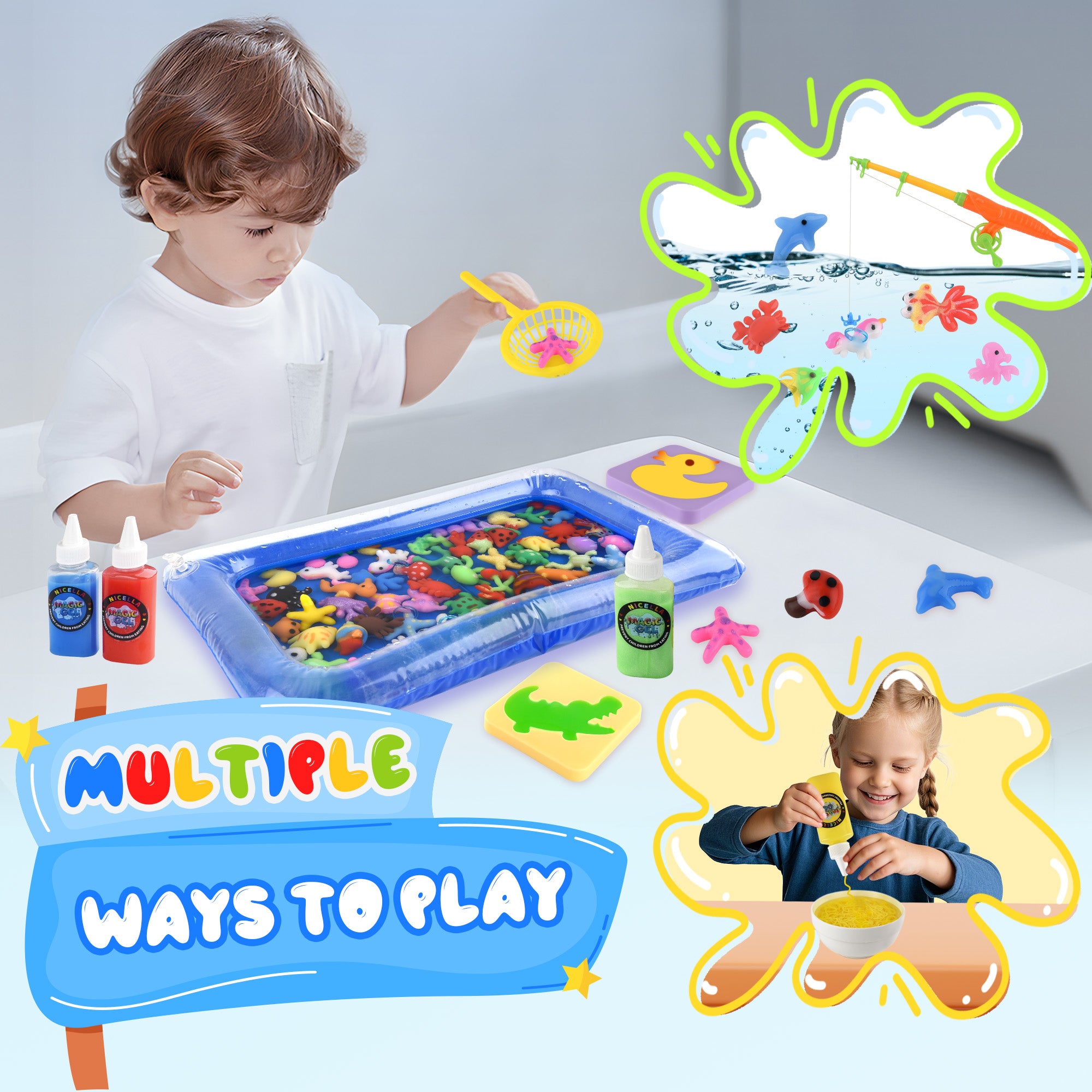 Nicella Magic Water Elf Toy Kit , Aqua Fairy Water Gel Kit for Kids, Squishy Maker Kits Water Pets, Birthday Gifts, Party Favors, Make Your Own Squishies Toys Craft for boys girls Kids Ages 3+