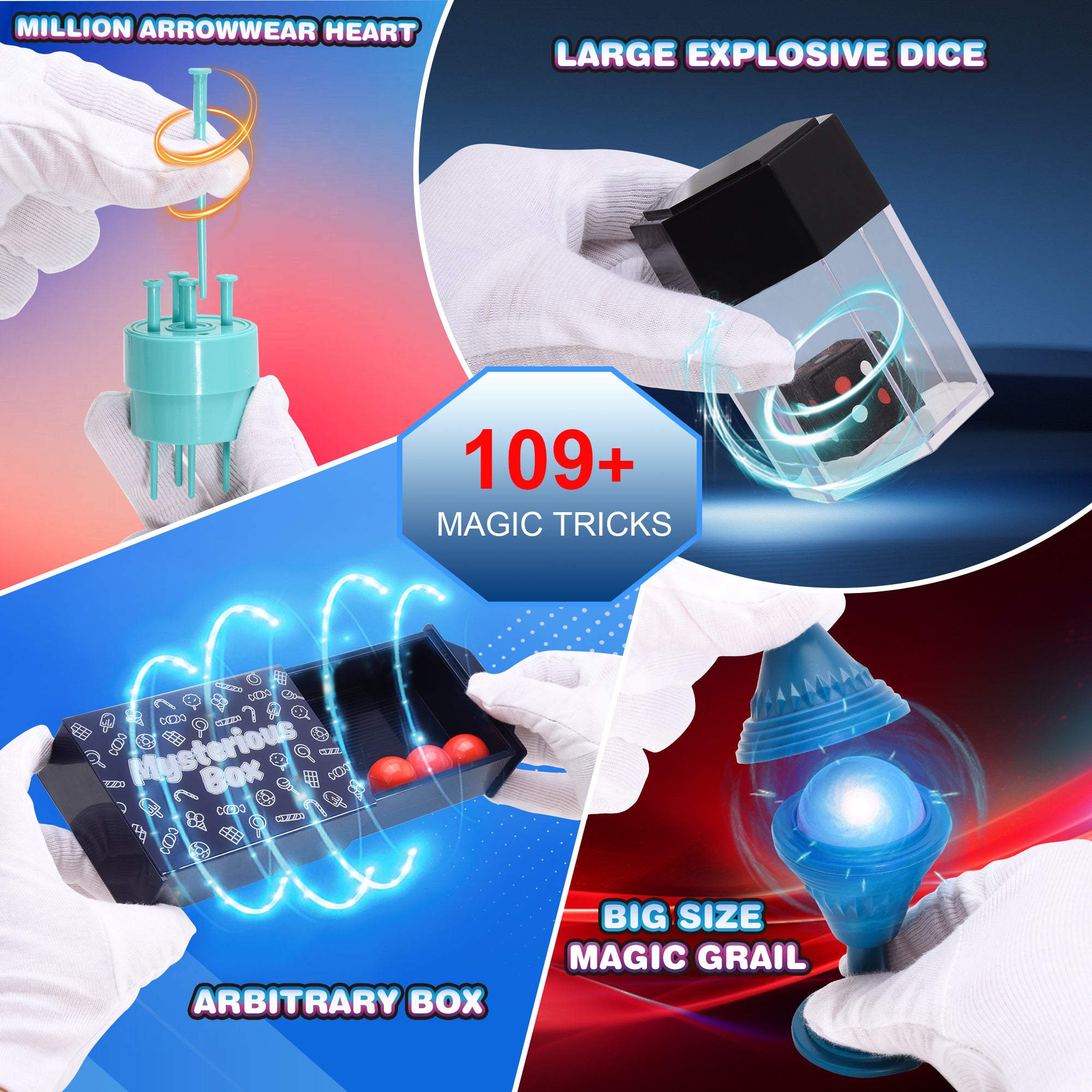 Nicella Magic Kit for Kids, 109+ Magic Tricks with Manual and Video Tutorials, STEM Toy Magic Toy for Boys Girls,Birthday Gift for Kids Age 6-12 Years Old