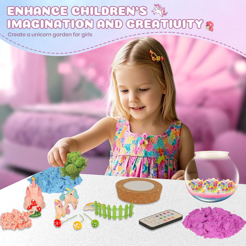 Nicella Unicorn Light Up Terrarium Kit for Kids, LED Night Light Birthday Gift for Girls Ages 4 5 6 7 8 9 10 Year Old, Unicorn Toys for Girls, DIY Arts and Crafts Kit for Kids