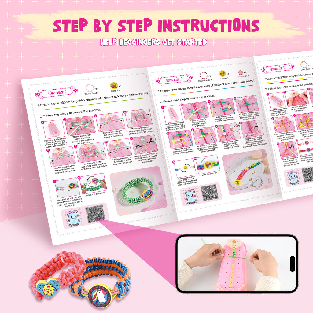 Nicella 2-in-1 Friendship Bracelet Making Kit for Girls Age 6-12, DIY Arts and Crafts Kit Toys for Kids, Christmas Birthday Gifts for Girl, Popular Bracelets Maker Toys Set