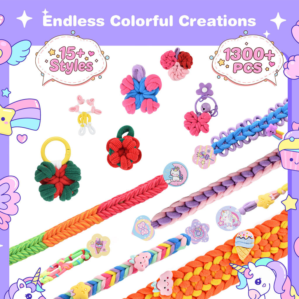 Nicella Bracelet Making Kit for Girls, 1200+Pcs Rubber Bands Bracelet Kit with 2 Unicorn Weaving Loom Tool, Art and Craft Kit Toy, Birthday Gift for Girls Kids 6–12 (Purple)