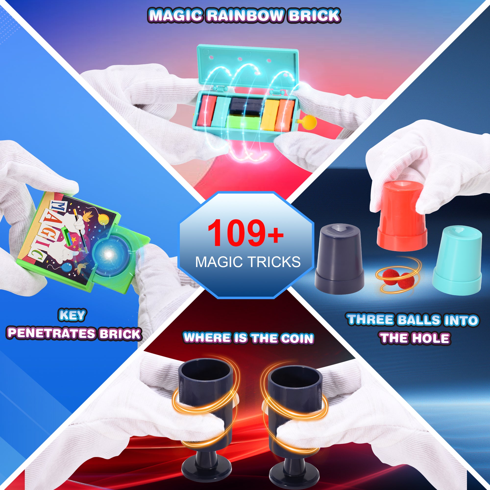 Nicella Magic Kit for Kids, 109+ Magic Tricks with Manual and Video Tutorials, STEM Toy Magic Toy for Boys Girls,Birthday Gift for Kids Age 6-12 Years Old