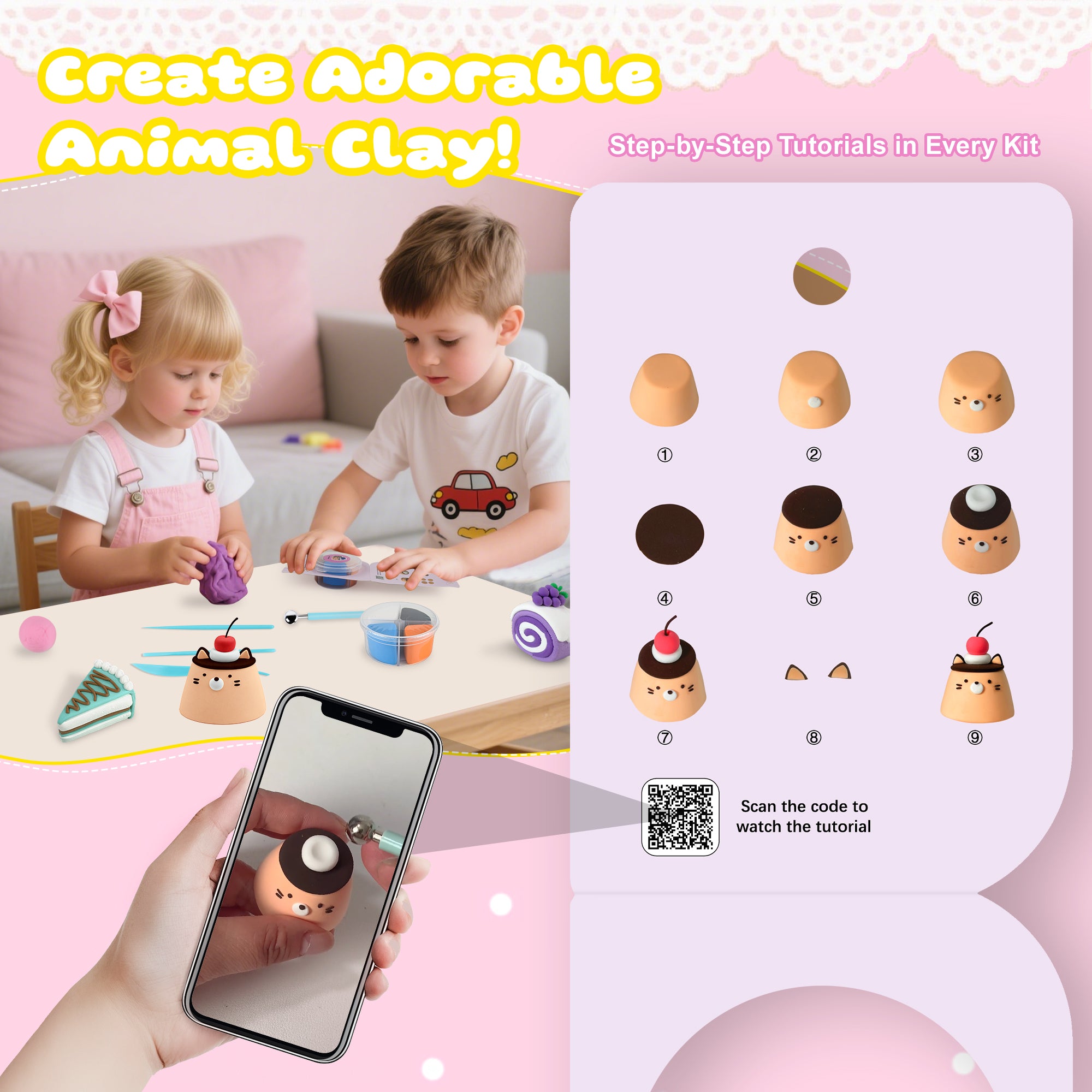 Nicella Air Dry Clay for Kids-12 Cake Modeling Clay , Molding Clay with Sculpting Tools & Tutorials, Ultra Light & Safe, DIY Arts and Crafts Gift for Girls Boys Ages 3+