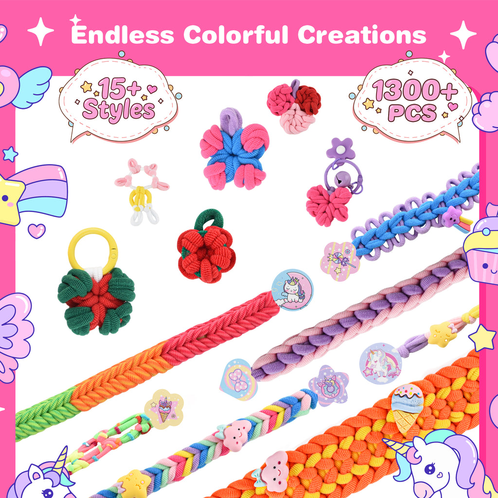 Nicella Bracelet Making Kit for Girls, 1200+Pcs Rubber Bands Bracelet Kit with 2 Unicorn Weaving Loom Tool, Art and Craft Kit Toy, Birthday Gift for Girls Kids 6–12 (Purple)