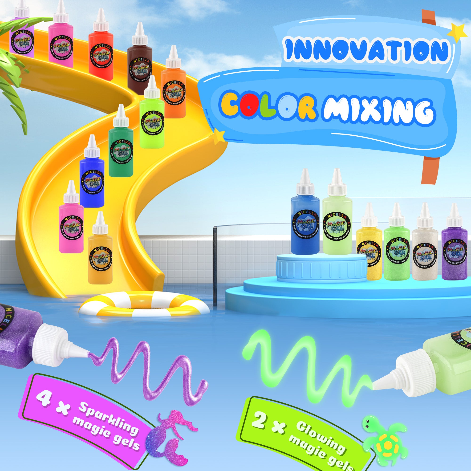 Nicella Magic Water Elf Toy Kit , Aqua Fairy Water Gel Kit for Kids, Squishy Maker Kits Water Pets, Birthday Gifts, Party Favors, Make Your Own Squishies Toys Craft for boys girls Kids Ages 3+