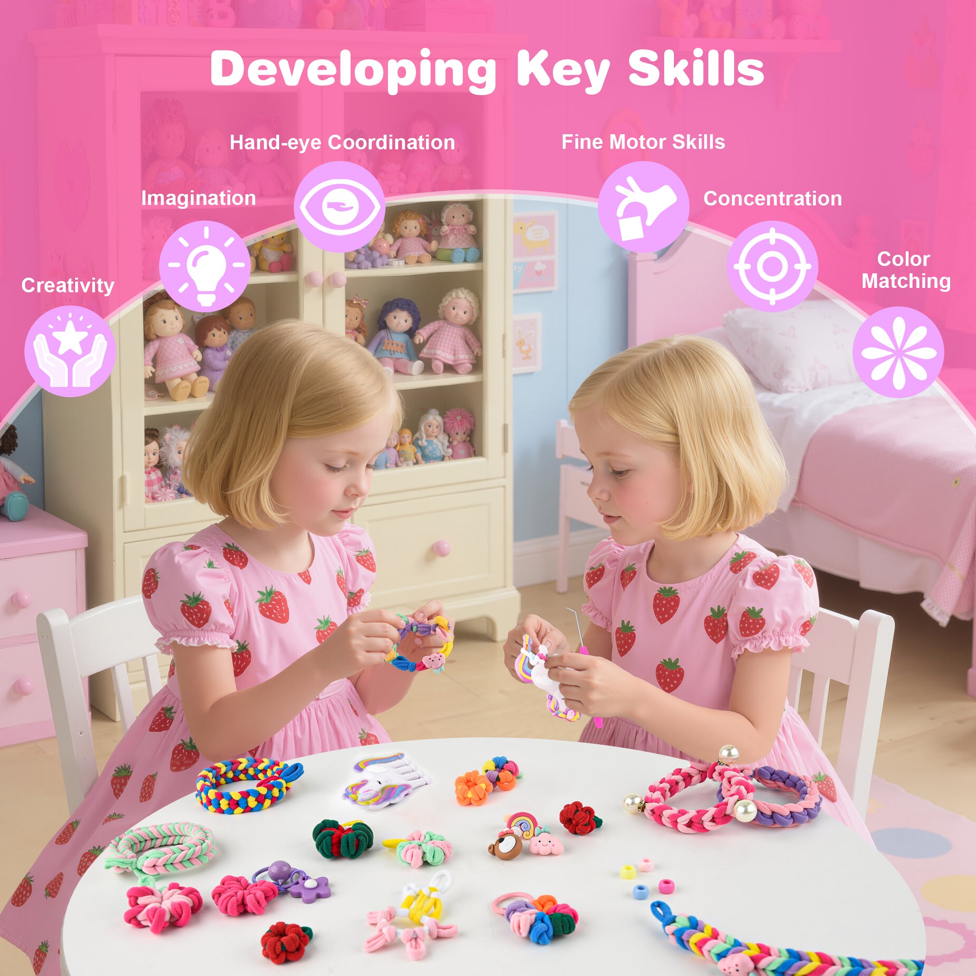 Nicella Bracelet Making Kit for Girls, 1200+Pcs Rubber Bands Bracelet Kit with 2 Unicorn Weaving Loom Tool, Art and Craft Kit Toy, Birthday Gift for Girls Kids 6–12 (Purple)