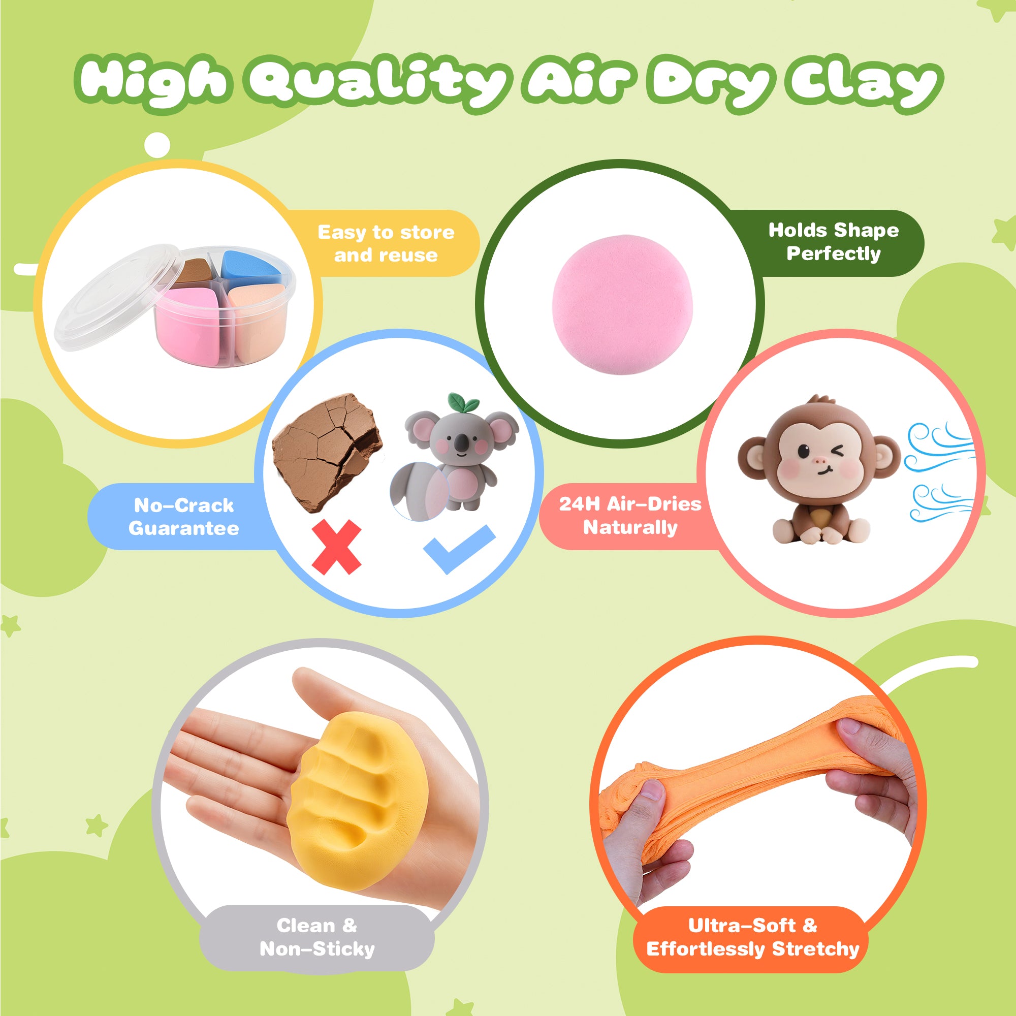 Nicella Air Dry Clay for Kids-12 Animal Modeling Clay, Molding Clay with Sculpting Tools & Tutorials, Ultra Light &Non-Toxic, DIY Art Crafts Gift for Girls Boys Ages 3+