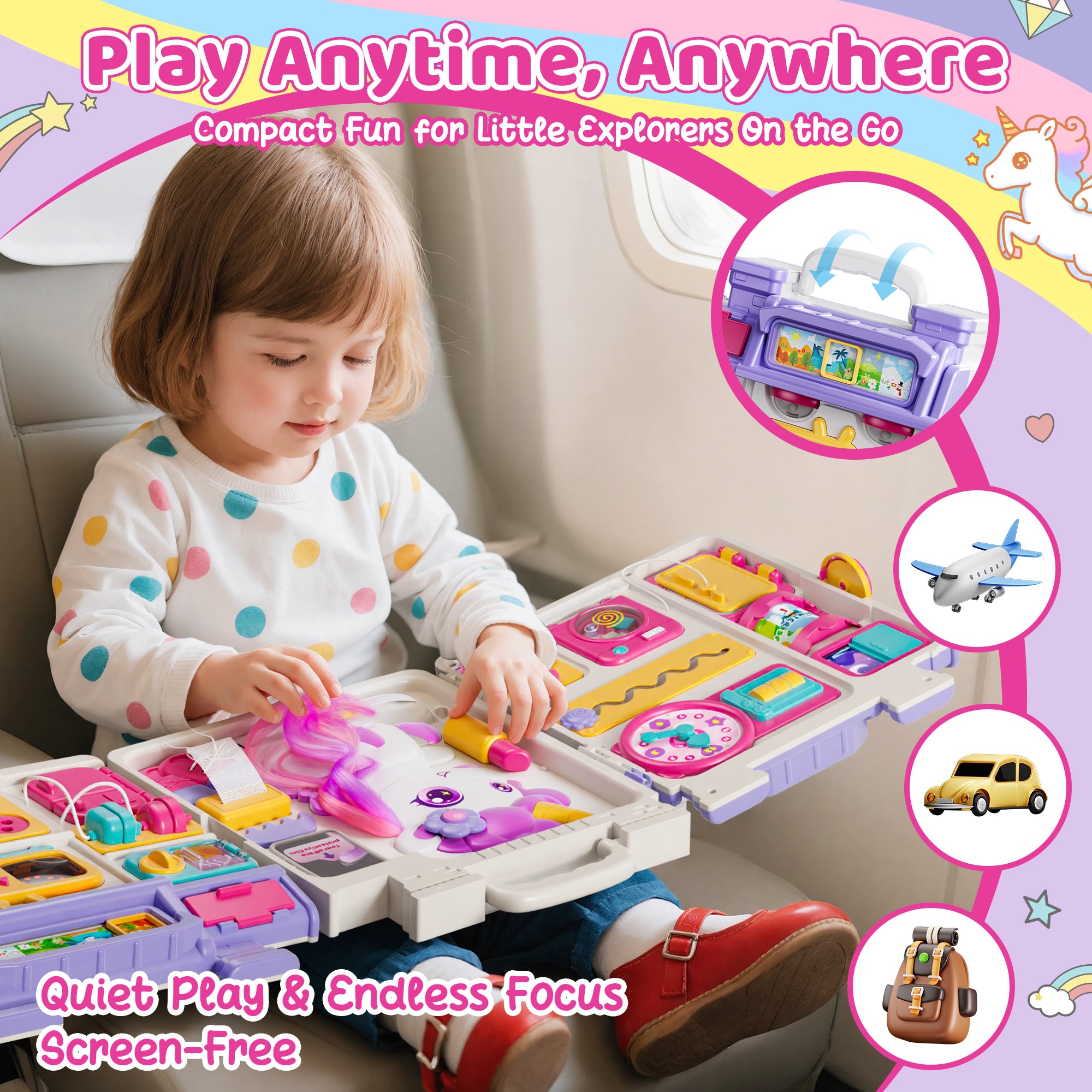Nicella Busy Board Montessori Toy for 1 Year Old Girls - 56-in-1 Early Learning Toy for Toddlers, Perfect Birthday Gift for 1-3 Year Old Boys & Girls