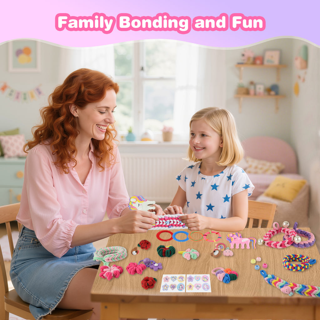Nicella Bracelet Making Kit for Girls, 1200+Pcs Rubber Bands Bracelet Kit with 2 Unicorn Weaving Loom Tool, Art and Craft Kit Toy, Birthday Gift for Girls Kids 6–12(Pink)