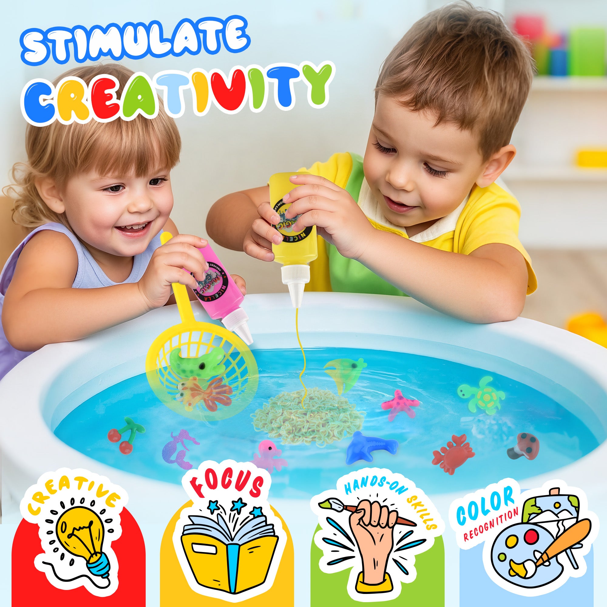 Nicella Magic Water Elf Toy Kit , Aqua Fairy Water Gel Kit for Kids, Squishy Maker Kits Water Pets, Birthday Gifts, Party Favors, Make Your Own Squishies Toys Craft for boys girls Kids Ages 3+