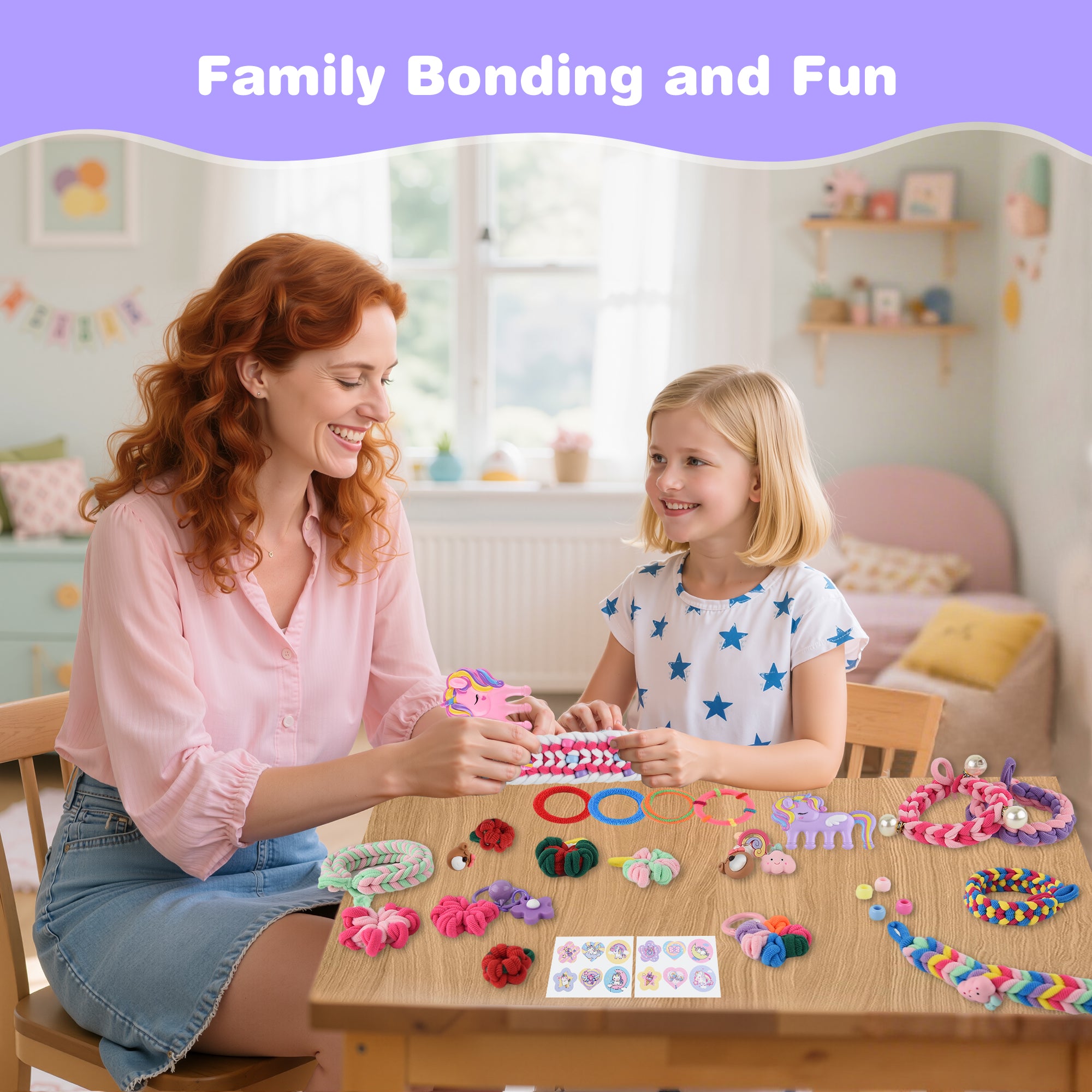 Nicella Bracelet Making Kit for Girls, 1200+Pcs Rubber Bands Bracelet Kit with 2 Unicorn Weaving Loom Tool, Art and Craft Kit Toy, Birthday Gift for Girls Kids 6–12 (Purple)