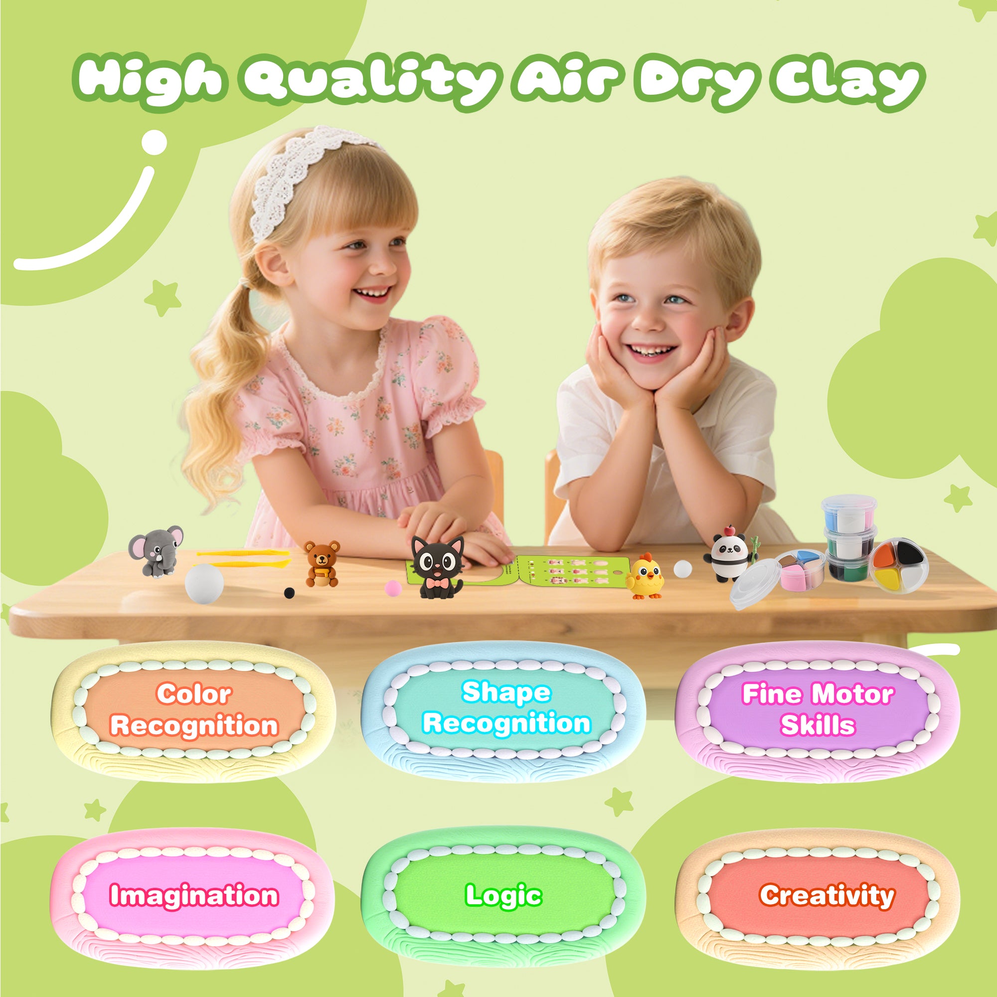 Nicella Air Dry Clay for Kids-12 Animal Modeling Clay, Molding Clay with Sculpting Tools & Tutorials, Ultra Light &Non-Toxic, DIY Art Crafts Gift for Girls Boys Ages 3+