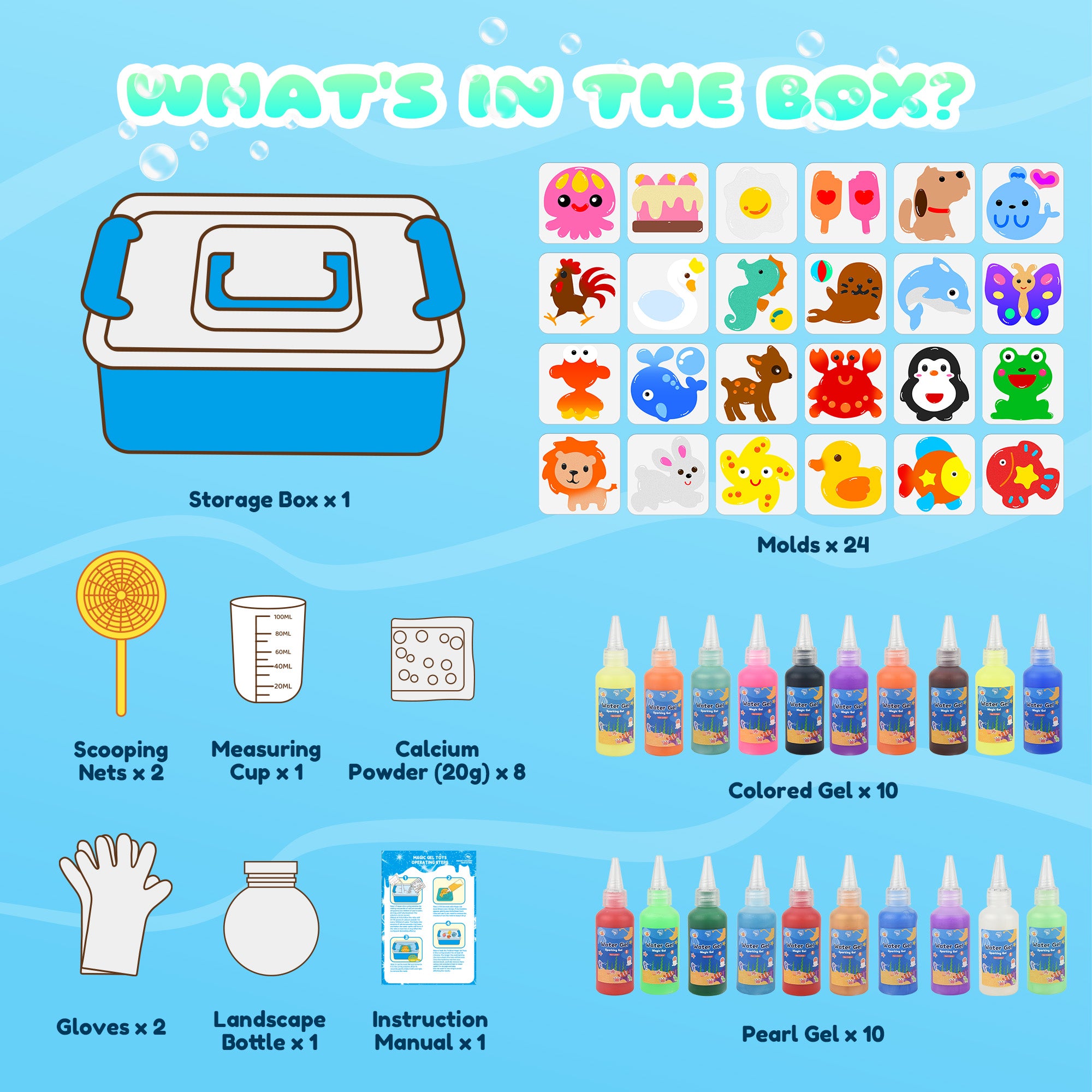 Nicella Magic Water Elf Toy Kit , Aqua Fairy Water Gel Kit for Kids, Squishy Maker Kits Water Pets, Birthday Gifts, Party Favors, Make Your Own Squishies Toys Craft for boys girls Kids Ages 3+