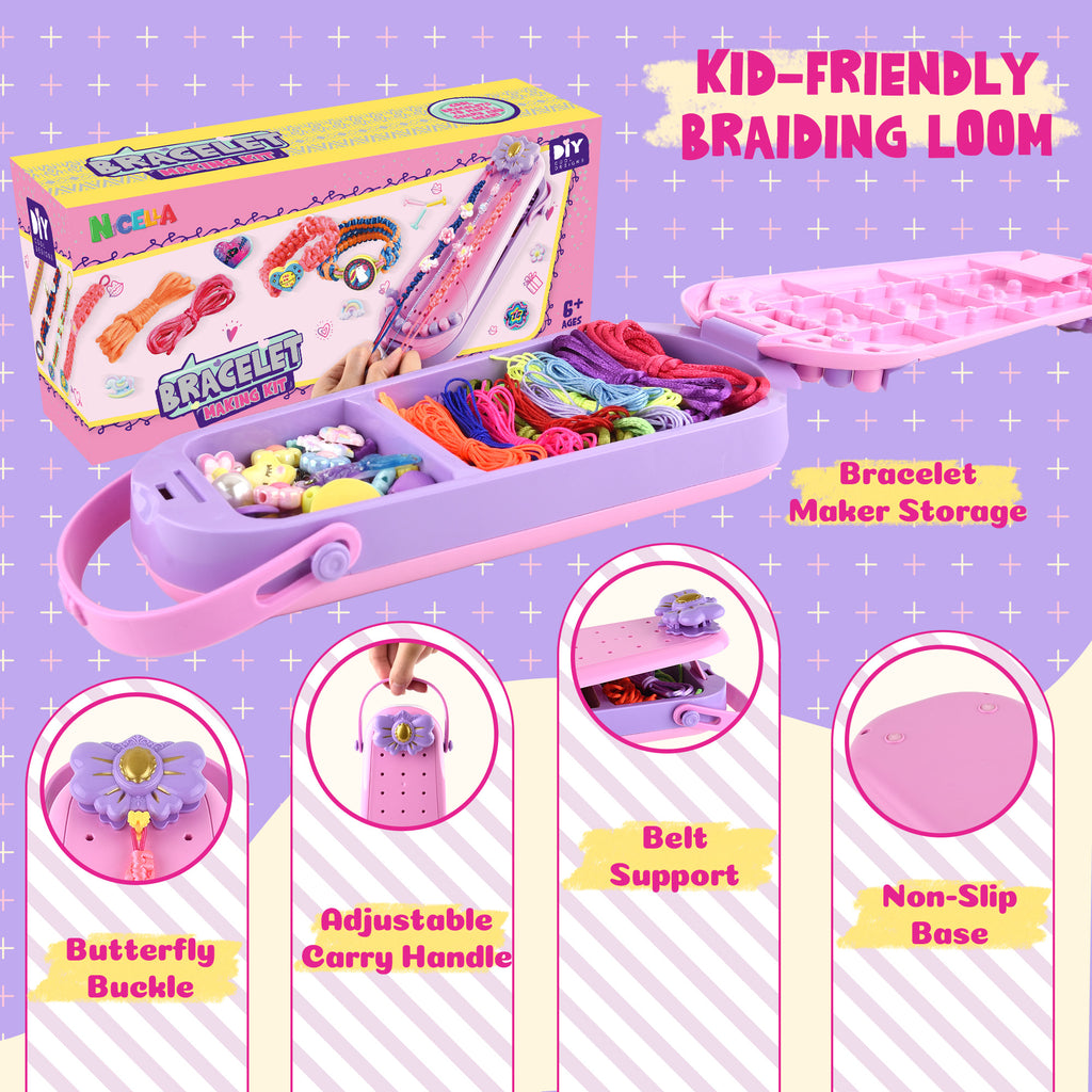 Nicella 2-in-1 Friendship Bracelet Making Kit for Girls Age 6-12, DIY Arts and Crafts Kit Toys for Kids, Christmas Birthday Gifts for Girl, Popular Bracelets Maker Toys Set