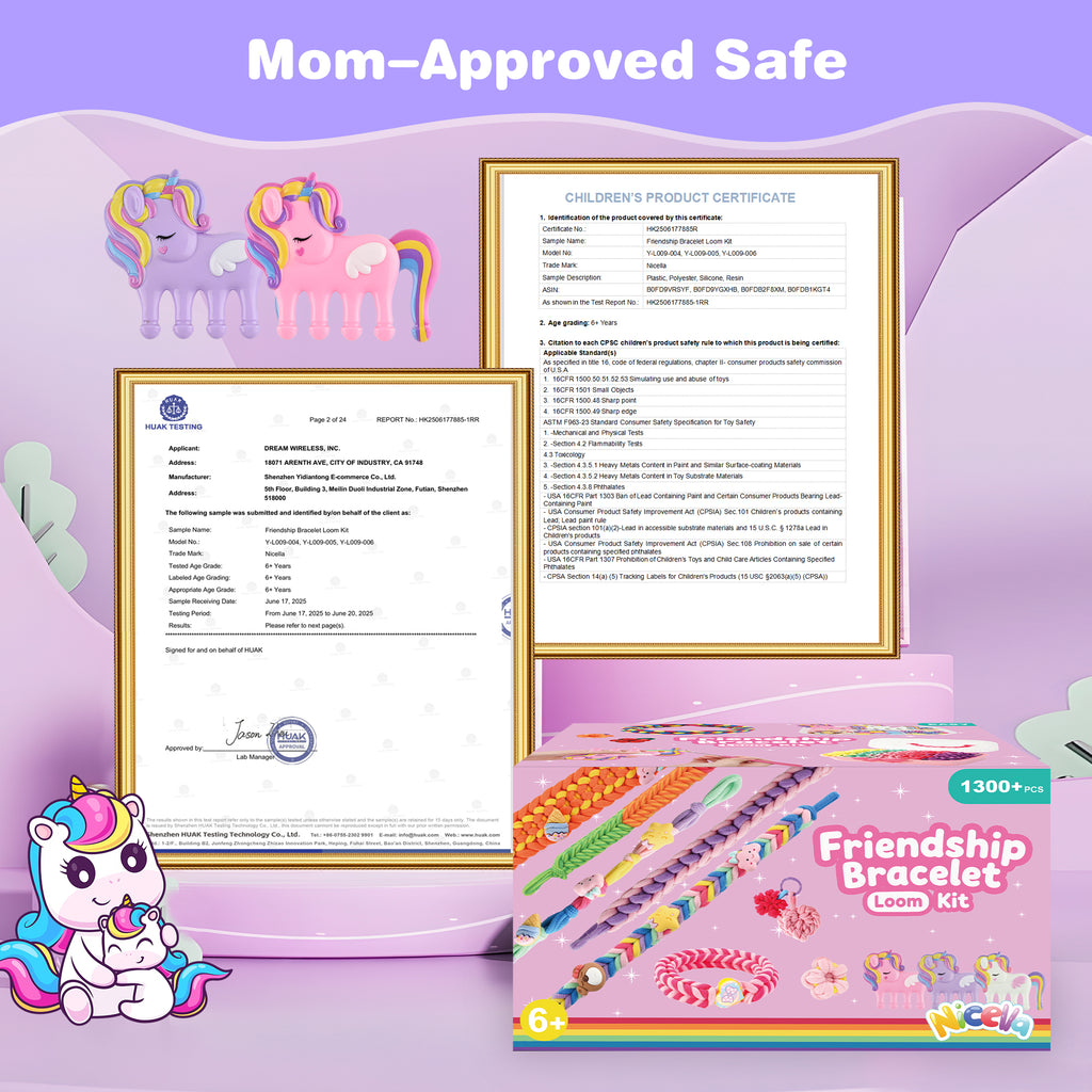 Nicella Bracelet Making Kit for Girls, 1200+Pcs Rubber Bands Bracelet Kit with 2 Unicorn Weaving Loom Tool, Art and Craft Kit Toy, Birthday Gift for Girls Kids 6–12 (Purple)