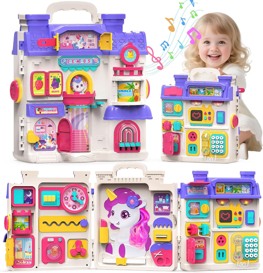 Nicella Busy Board Montessori Toy for 1 Year Old Girls - 56-in-1 Early Learning Toy for Toddlers, Perfect Birthday Gift for 1-3 Year Old Boys & Girls